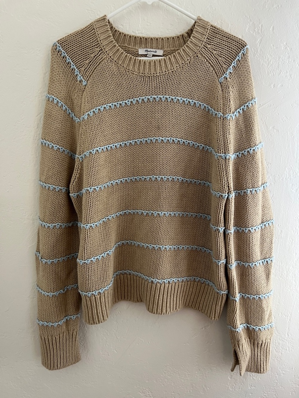 Madewell Textured Cotton Crewneck Sweater in Stripe XL